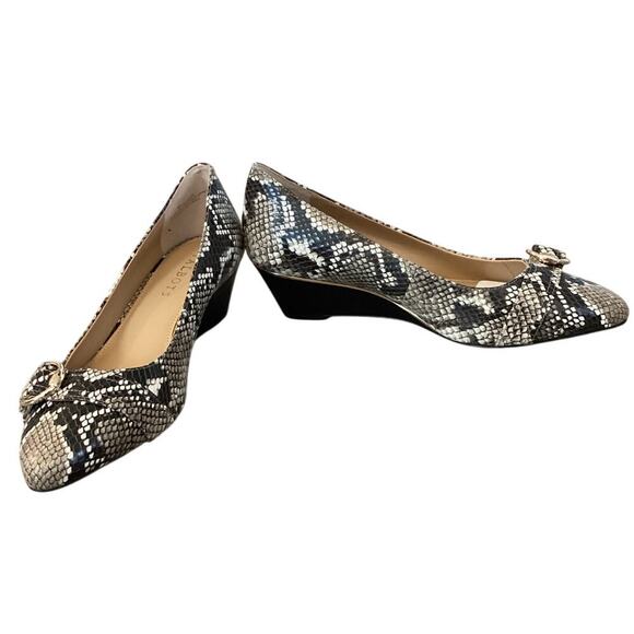 Talbots Womens Wedge Heels Size 8M 8 Black Grey Snake Skin Pumps Old Money Work - Picture 1 of 11